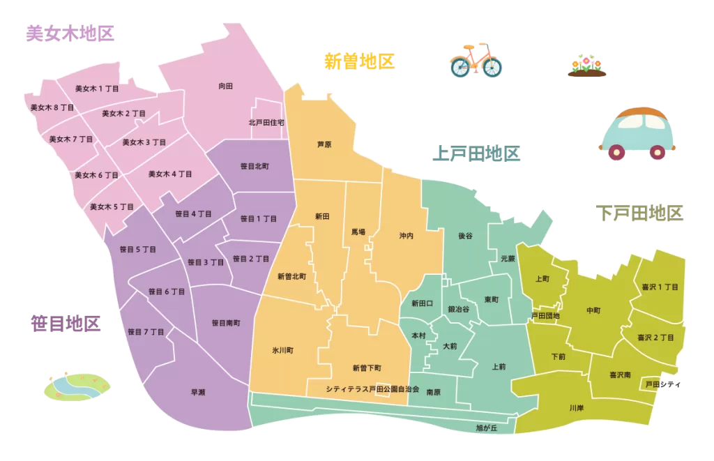 戸田市の町会と自治会マップ